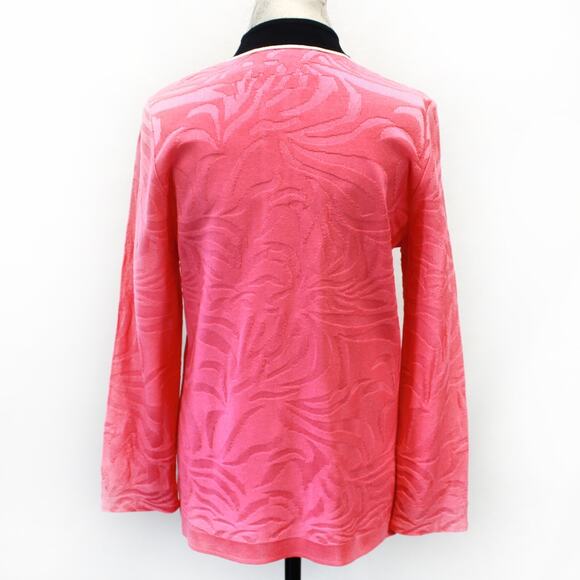 Ming Wang Pink Open Front Classic 100% Filament Cardigan Jacket & Top Set Small - Picture 7 of 14